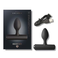 ROCKS-OFF - NOVA SOLARIS TAPON ANAL RECARGABLE, DELGADO Y POTENTE, 16 FUNCIONES, NEGRO