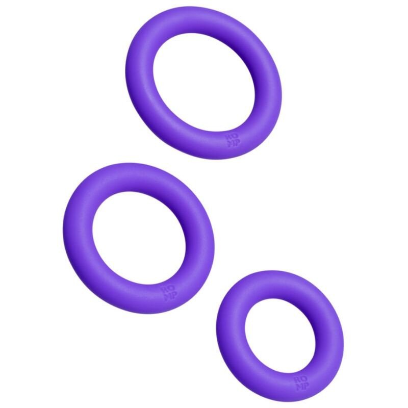 ROMP - REMIX TRIO SET DE 3 ANILLOS DE SILICONA MORADA PARA EL PENE