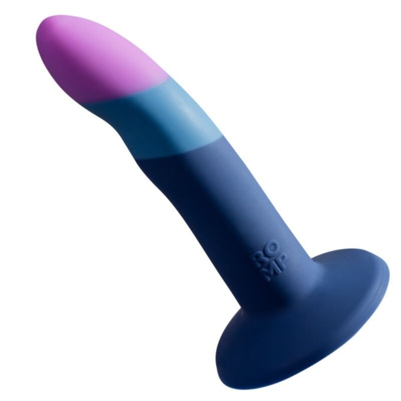 ROMP - PEQUEÑO DILDO DE SILICONA CON VENTOSA TRICOLOR DE 14 CM