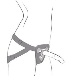 ROMP - ARNÉS PICCOLO + DILDO DE SILICONA CON VENTOSA TRICOLOR DE 14 CM