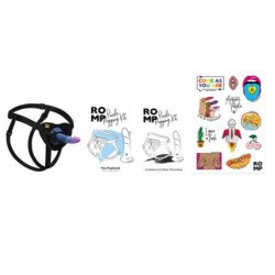 ROMP - ARNÉS PICCOLO + DILDO DE SILICONA CON VENTOSA TRICOLOR DE 14 CM
