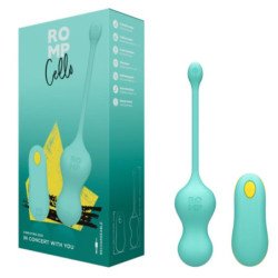 ROMP - HUEVO VIBRATORIO MULTIFUNCIONAL CELLO TURQUESA CON CONTROL REMOTO