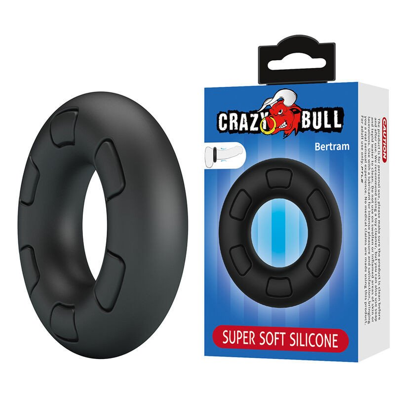 CRAZY BULL - ANILLO PARA PENE DE SILICONA SUPER SUAVE BERTRAM NEGRO