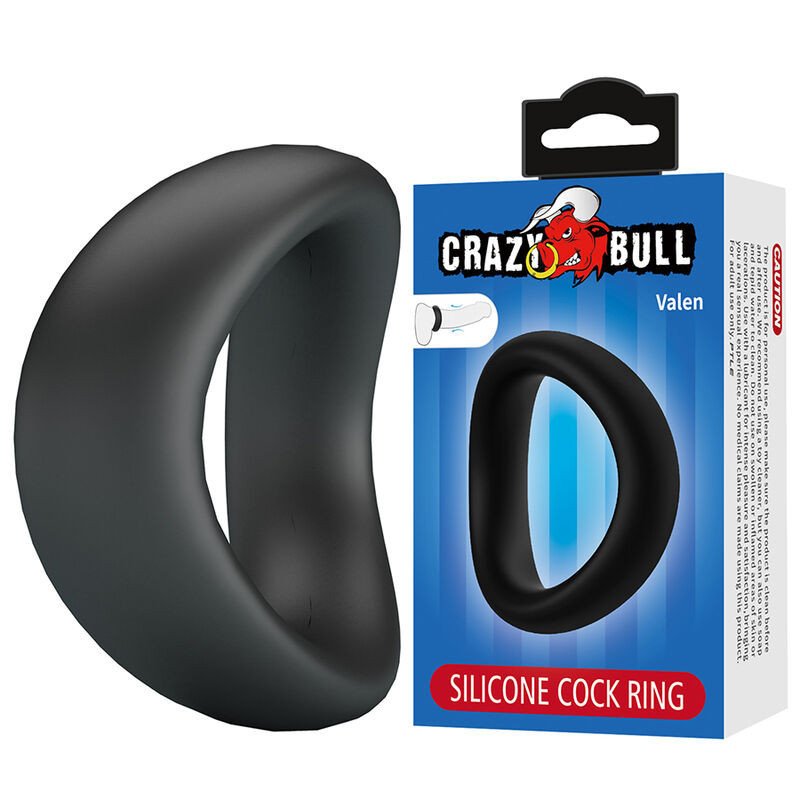 CRAZY BULL - ANILLO PARA PENE DE SILICONA ERGONÓMICO VALEN NEGRO