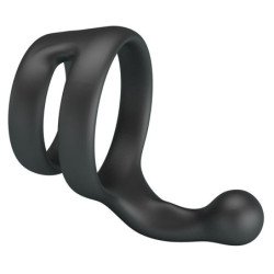 CRAZY BULL - ANILLO DOBLE PARA PENE Y TESTÍCULOS YANCY NEGRO