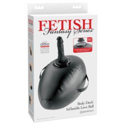 SERIE FETISH FANTASY - BODY DOCK BOLA DE AMOR INFLABLE CON DILDO NEGRO 41,9 CM