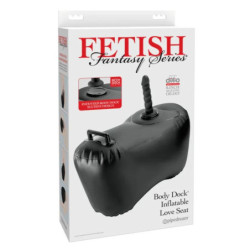 FETISH FANTASY SERIE - ASIENTO INFLABLE BODY DOCK CON DILDO DE 69,2 CM, NEGRO