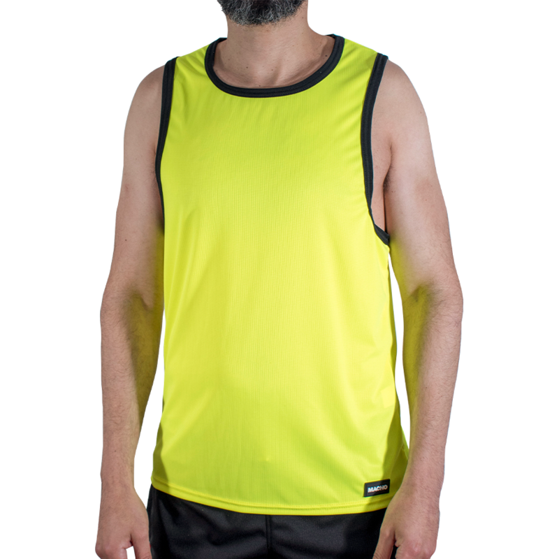 MACHO - CMV001 CAMISETA DE GIMNASIO AMARILLA TALLA S/M