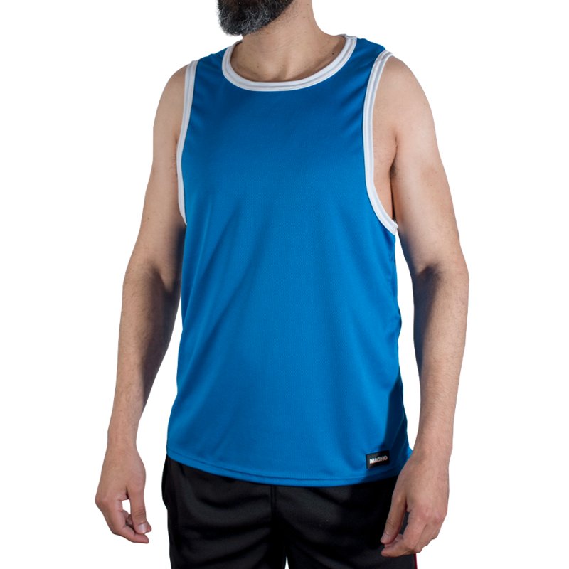 MACHO - CMV002 CAMISETA DE GIMNASIO AZUL TALLA L/XL