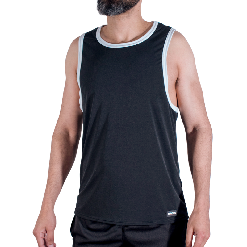 MACHO - CMV004 CAMISETA DE GIMNASIO NEGRA TALLA S/M