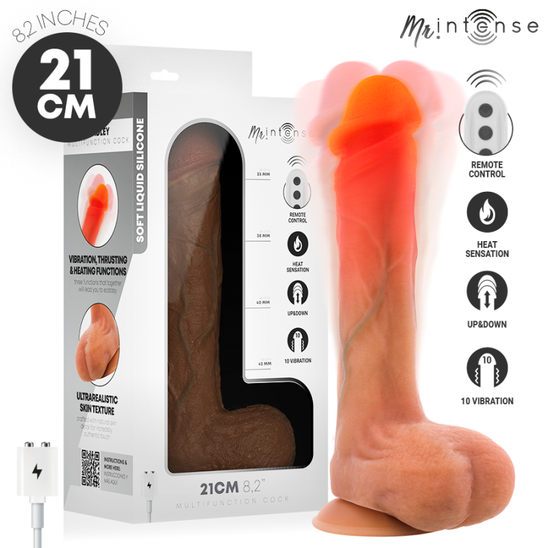 MR INTENSE - DILDO VIBRATORIO DE SILICONA BRADLEY CON EFECTO DE CALOR Y CONTROL REMOTO 21 CM -Ø- 4,2 CM