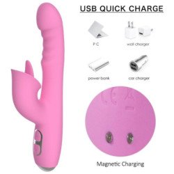 NALONE - VIBRADOR T-MAY CON FORMA DE CONEJO CON MOVIMIENTO DE EMPUJE Y OSCILACIÓN