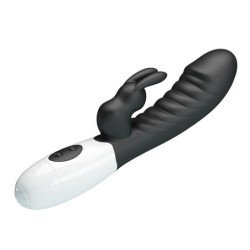 PRETTY LOVE - VIBRADOR DE CONEJO TRAVIESO DE 30 FUNCIONES NEGRO