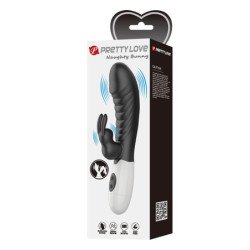 PRETTY LOVE - VIBRADOR DE CONEJO TRAVIESO DE 30 FUNCIONES NEGRO