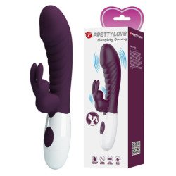 PRETTY LOVE - VIBRADOR DE CONEJO TRAVIESO DE 30 FUNCIONES, MORADO