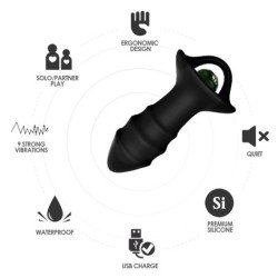 ARMONY - VIBRADOR DE DEDOS Y TAPÓN ANAL KYLIN CON CONTROL REMOTO NEGRO
