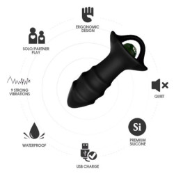 ARMONY - VIBRADOR DE DEDOS Y TAPÓN ANAL KYLIN CON CONTROL REMOTO NEGRO