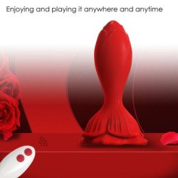 ARMONY - VIBRADOR ROSA Y TAPÓN ANAL PEQUEÑO CON CONTROL REMOTO ROJO