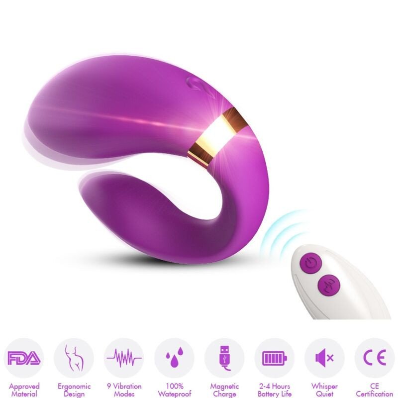 ARMONY - VIBRADOR EN FORMA DE MEDIA LUNA PARA PAREJAS CON CONTROL REMOTO, COLOR MORADO