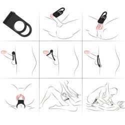 ARMONY - ANILLO VIBRADOR DOBLE TWINS PARA PAREJAS NEGRO