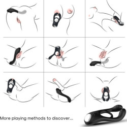 ARMONY - ANILLO VIBRADOR DOBLE VEYRON PARA PAREJAS, COLOR NEGRO