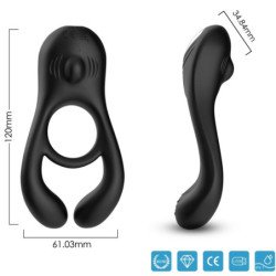 ARMONY - ANILLO VIBRADOR DOBLE VEYRON PARA PAREJAS CON CONTROL REMOTO, NEGRO