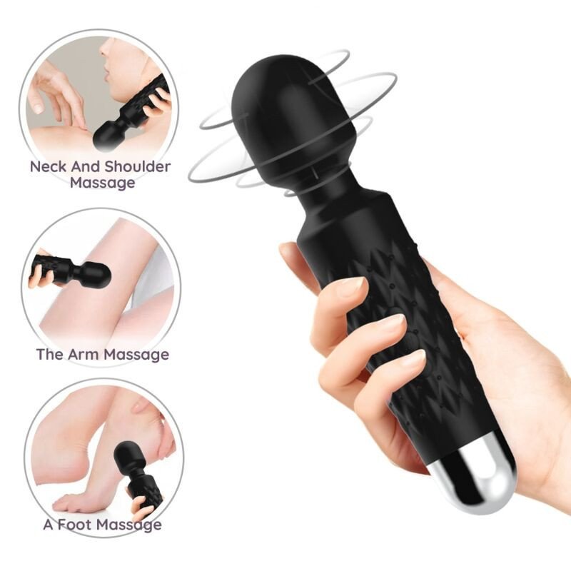 ARMONY - MASAJEADOR Y VIBRADOR CARTERO CON CABEZAL SÚPER FLEXIBLE, COLOR NEGRO