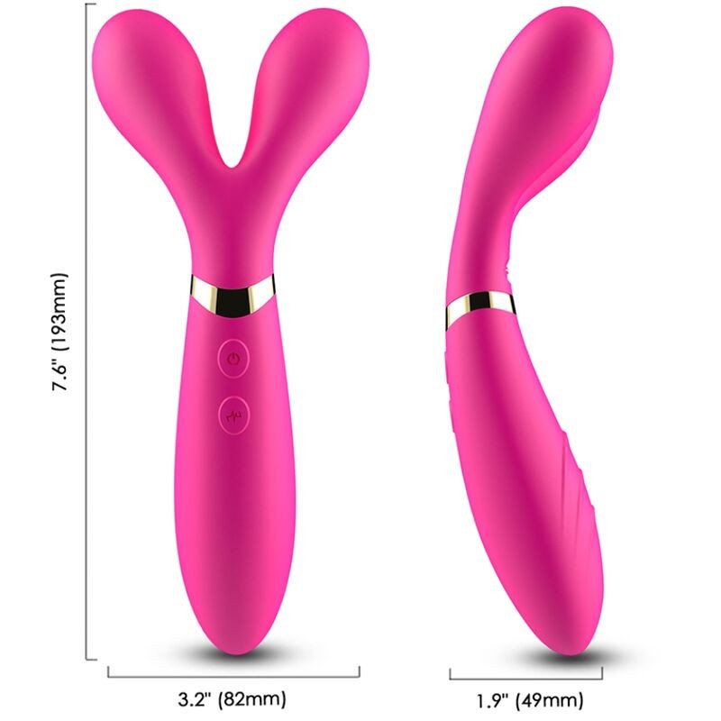 ARMONY - MASAJEADOR Y VIBRADOR EN FORMA DE Y CON DOBLE CABEZAL, COLOR FUCSIA