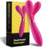 ARMONY - MASAJEADOR Y VIBRADOR EN FORMA DE Y CON DOBLE CABEZAL, COLOR FUCSIA