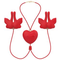 ARMONY - PINZAS MAGNÉTICAS PARA PEZONES CON VIBRACIÓN, FORMA DE MARIPOSA, COLOR ROJO