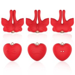 ARMONY - MAGNETIC NIPPLE CLAMPS WITH VIBRATION BUTTERFLY SHAPE RED