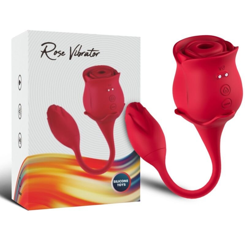 ARMONY - SUccionador y vibrador de clítoris rosa con 10 modos, color rojo.