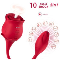 ARMONY - SUccionador y vibrador de clítoris rosa con 10 modos, color rojo.