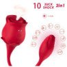 ARMONY - SUccionador y vibrador de clítoris rosa con 10 modos, color rojo.