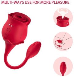 ARMONY - SUccionador y vibrador de clítoris rosa con 10 modos, color rojo.