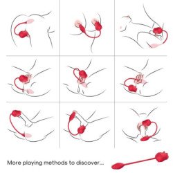 ARMONY - ESTIMULADOR Y VIBRADOR DE SUCCIÓN 2 EN 1 ROSA CON 10 MODOS Y COLA ROJA