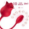 ARMONY - VIBRADOR ESTIMULADOR DE CLÍTORIS ROSA CON COLA, 10 MODOS, ROJO