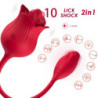 ARMONY - VIBRADOR ESTIMULADOR DE CLÍTORIS ROSA CON COLA, 10 MODOS, ROJO