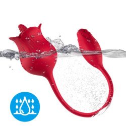 ARMONY - VIBRADOR ESTIMULADOR DE CLÍTORIS ROSA CON COLA, 10 MODOS, ROJO