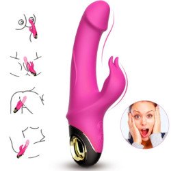 ARMONÍA - METEROR DILDO VIBRADOR ROTADOR DE CONEJO FUCSIA