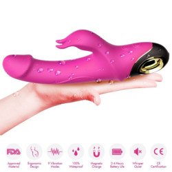 ARMONÍA - METEROR DILDO VIBRADOR ROTADOR DE CONEJO FUCSIA