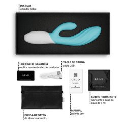 LELO - VIBRADOR DOBLE INA TWIST CONEJO PARA PUNTO G Y CLÍTORIS AZUL