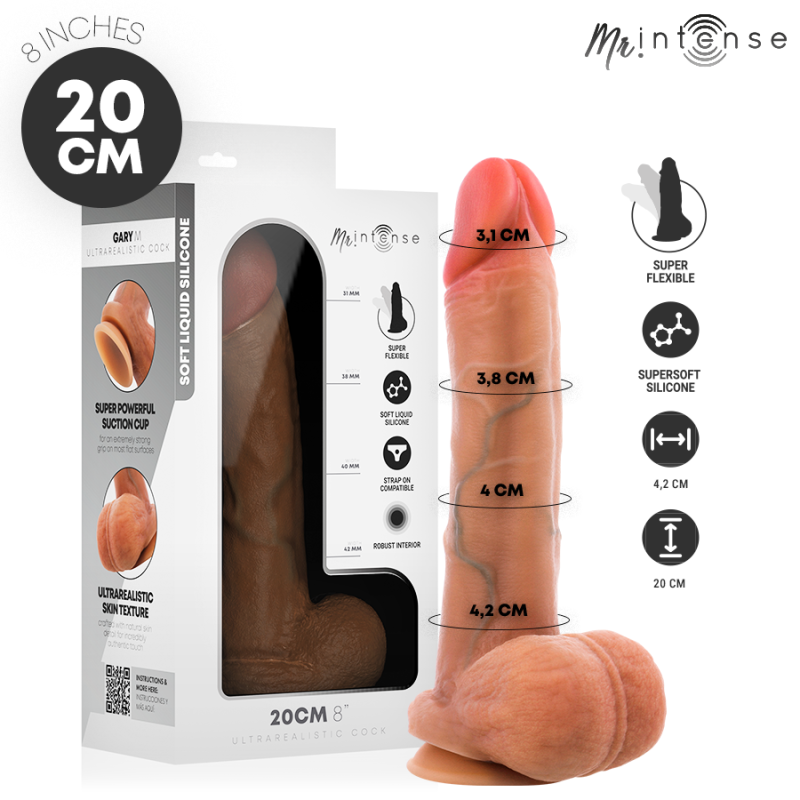 MR INTENSE - GARY M PENE DE SILICONA ULTRAREALISTA CON TESTÍCULOS 20 CM -Ø- 4,2 CM