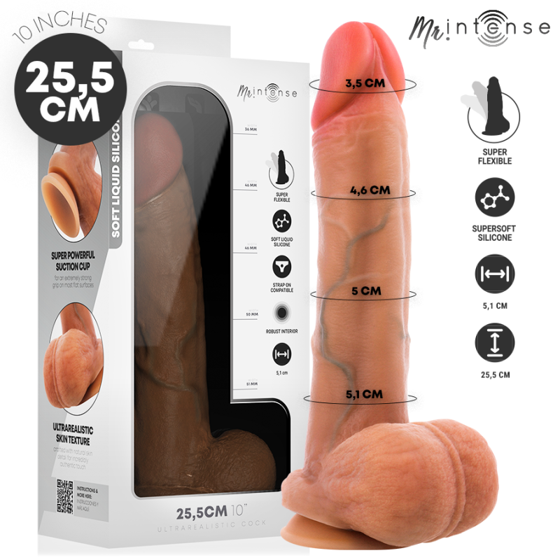MR INTENSE - GARY XL PENE DE SILICONA ULTRAREALISTA CON TESTÍCULOS 25,5 CM -Ø- 5,1 CM