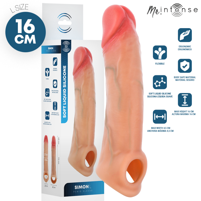 MR INTENSE - SIMON L FUNDA DE SILICONA PARA PENE 16 CM -Ø- 4,5 CM