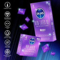 SKINS - PRESERVATIVOS SIN LÁTEX, PAQUETE XL DE 4