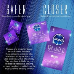 SKINS - PRESERVATIVOS SIN LÁTEX, PAQUETE XL DE 4