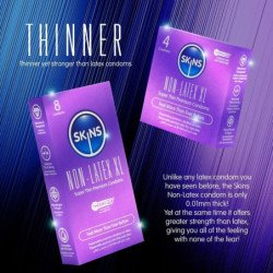 SKINS - PRESERVATIVOS SIN LÁTEX, PAQUETE XL DE 4