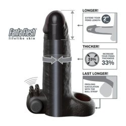 FANTASY X-TENSIONS - VIBRATING REAL FEEL 5CM PENIS EXTENSION SLEEVE BLACK
