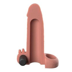 FANTASY X-TENSIONS - FUNDA EXTENSORA DE PENE VIBRADORA DE 5 CM CON SENSACIÓN REAL, COLOR BEIGE